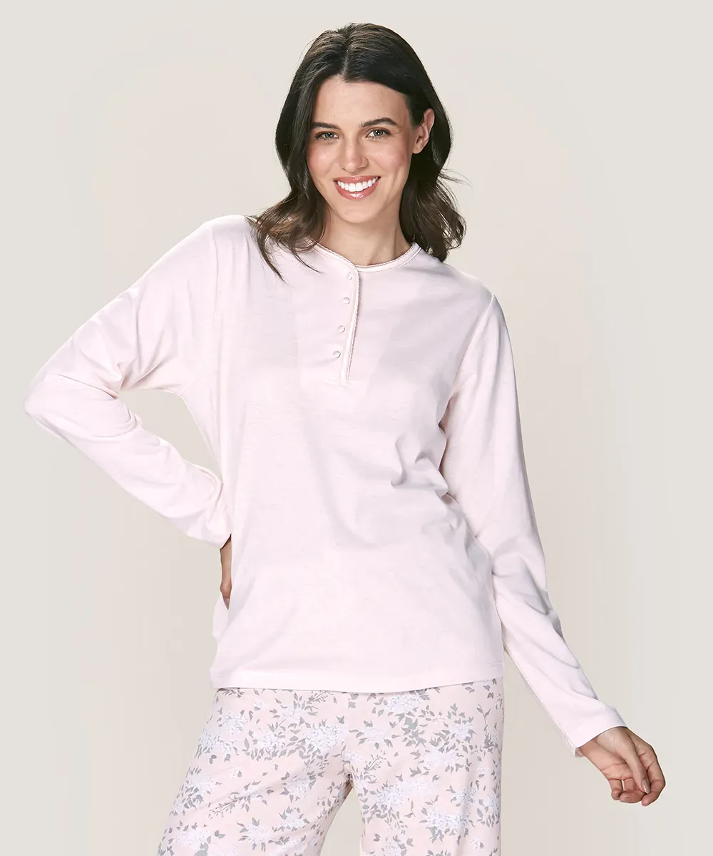 Pijama algodón con botones en escote mujer Lady Genny J-881 - Imagen 4