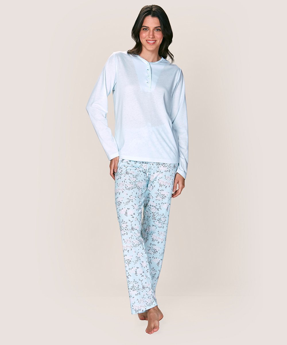 Pijama algodón con botones en escote mujer Lady Genny J-881